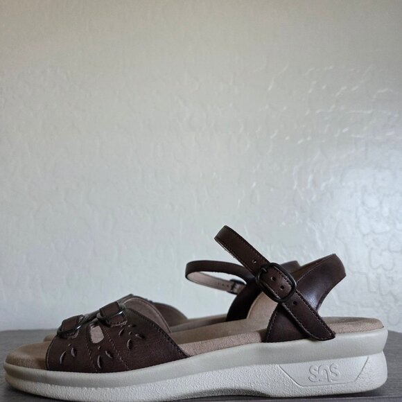 SAS Duo Quarter Strap Leather Sandals Brown Size Women's 8.5 Comfort Adjustable - Picture 3 of 9